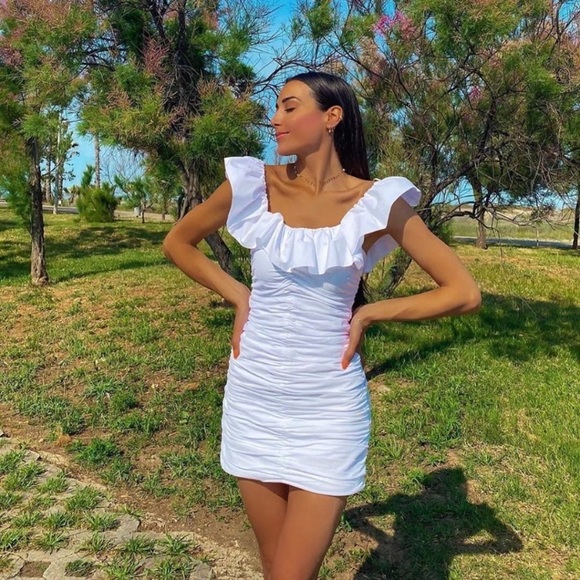 NWT Zara white draped poplin dress - Picture 4 of 8